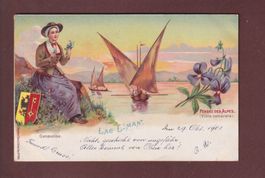GENEVE - Genevoise et Barque du Léman - Pensées - 1901