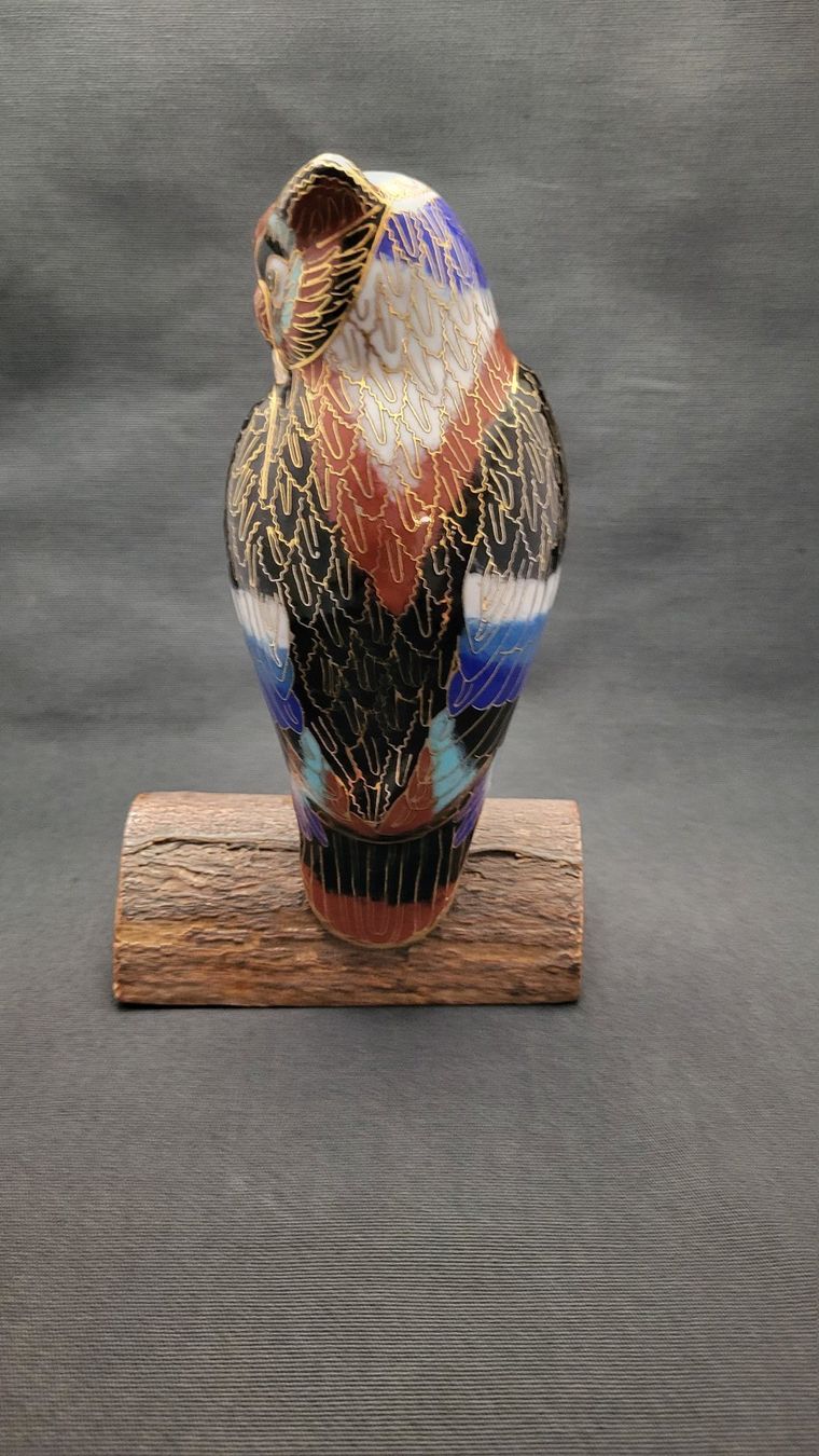 Figurines: Cloisonne-Eule auf Holzsockel – D'occasion à Basel par spinne02 4