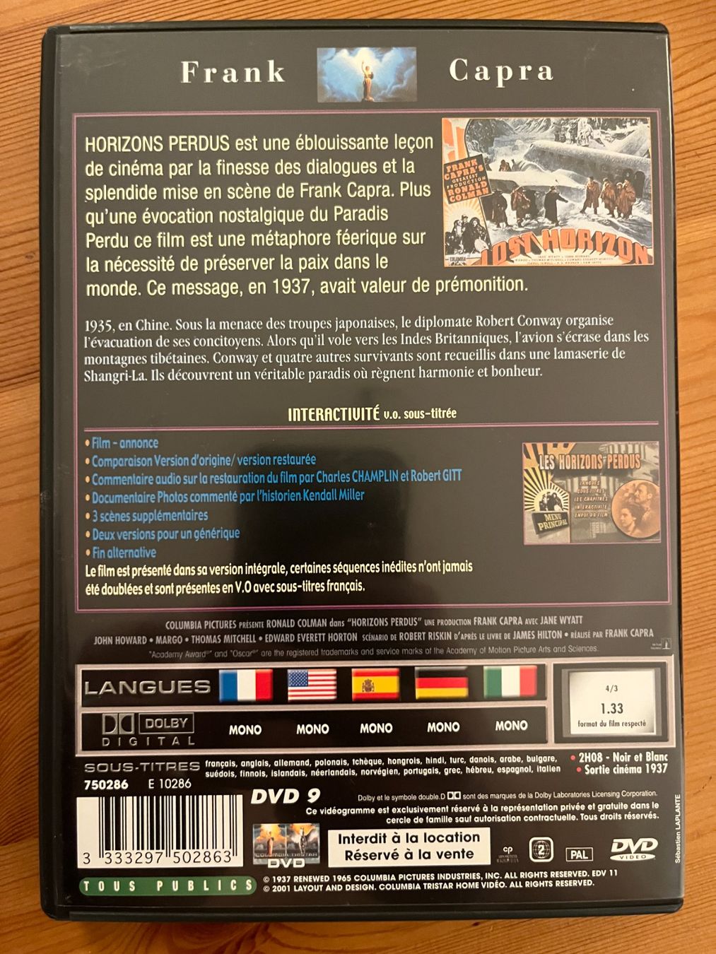 Alle DVDs: HORIZONS PERDUS - LOST HORIZON - FRANK CAPRA – Gebraucht aus Lausanne von sba_jg8r 1