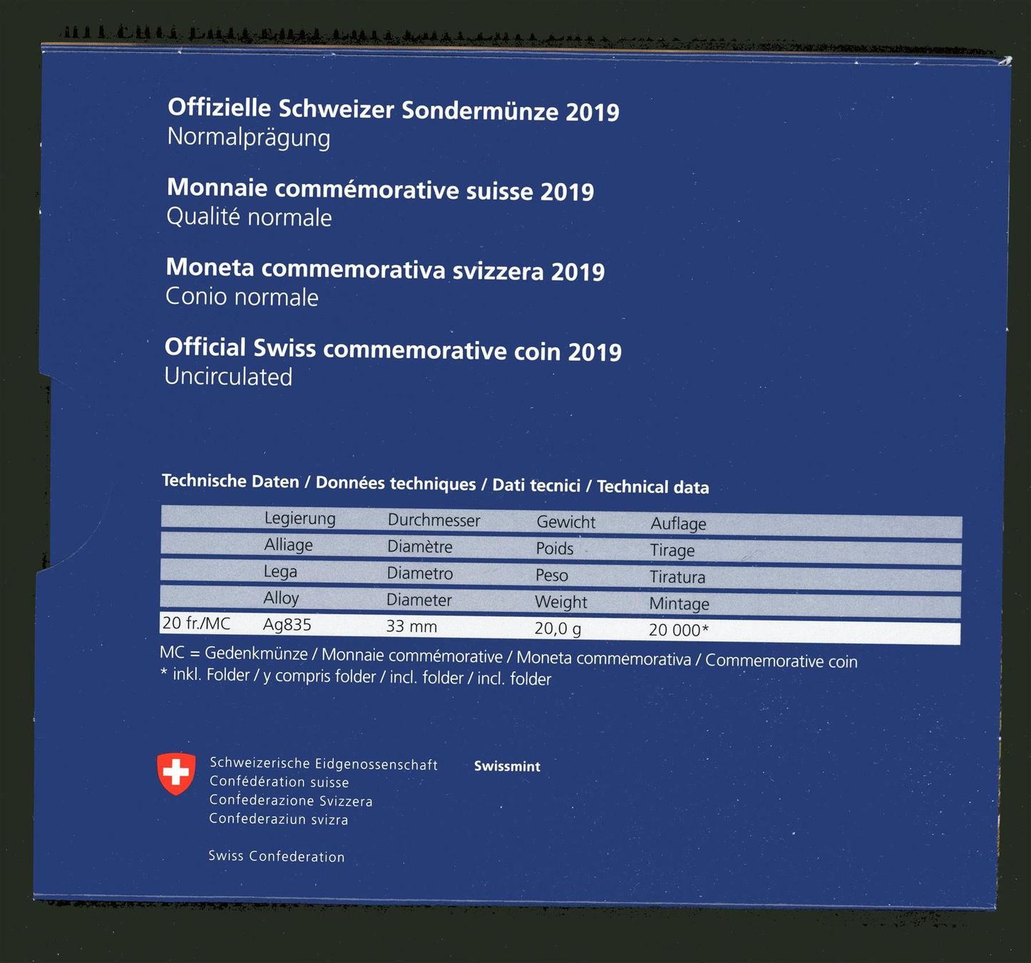 Tutti le monete: CHF__20.00 2019 Furkapass im Folder stgl 20 Franken – Nuovo e nell'imballaggio originale da Widnau venduto da Elf11 1