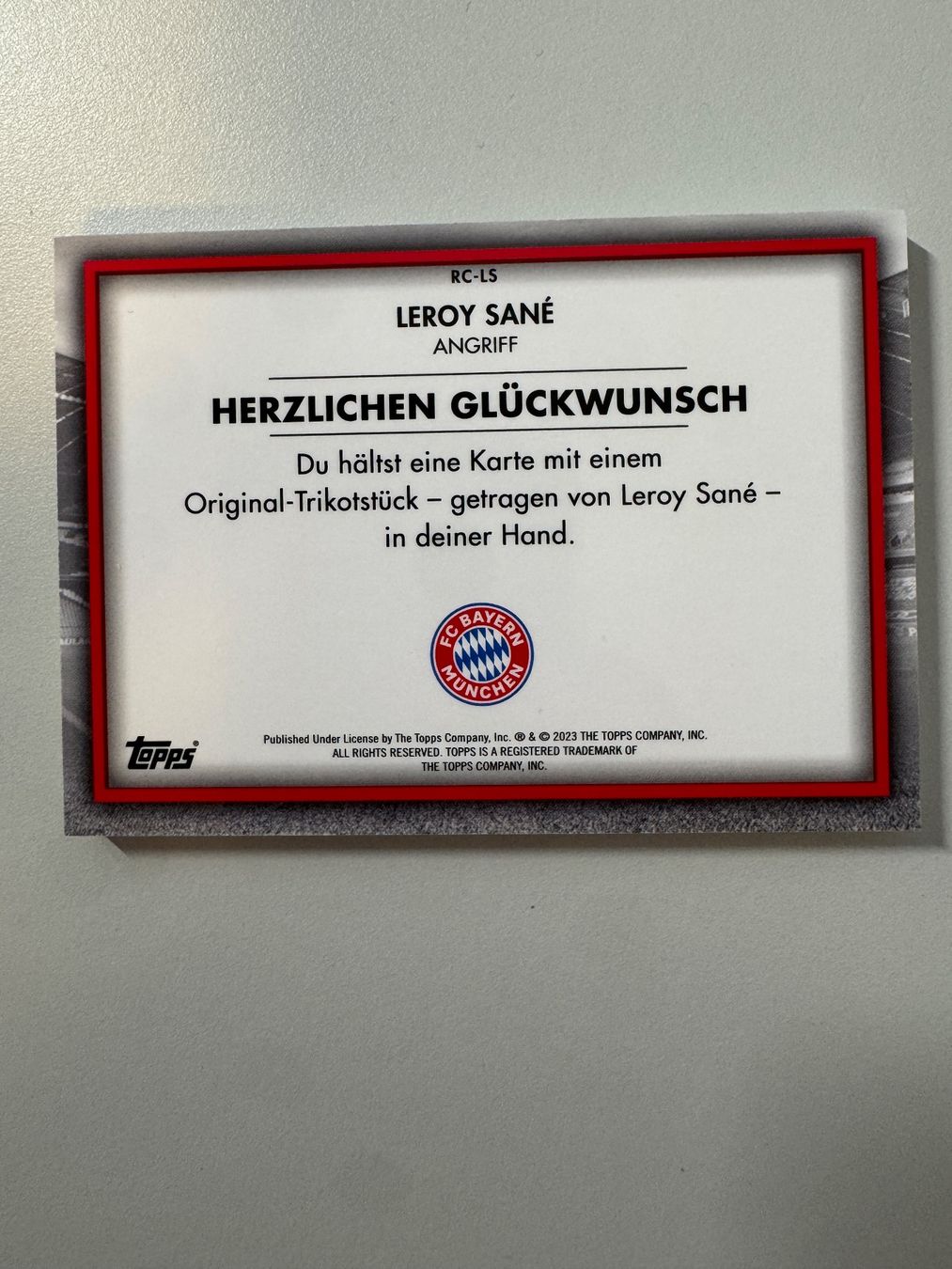 Topps Carte collezionabili: Topps - Leroy Sané MATCH-WORN MEMORABILIA – Usato da Aarau venduto da Thoms8 1
