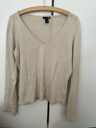Damen Pullover H&M V-Ausschnitt beige Grösse S