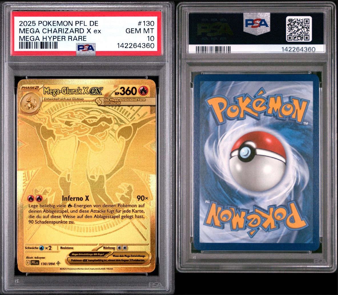 Pokémon Carte collezionabili: Mega Charizard X ex Glurak 130/094 PSA 10 Gold Hyper Rare de – Usato da Altdorf UR venduto da Urner321 2