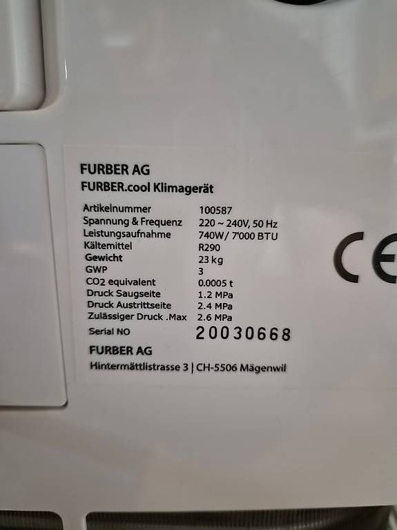 Klimageräte: Furber.cool Klimagerät Mobil – Gebraucht aus Alberswil von Zrmite 3