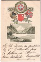 FLÜELEN: Präge-AK mit Wappen ~1900