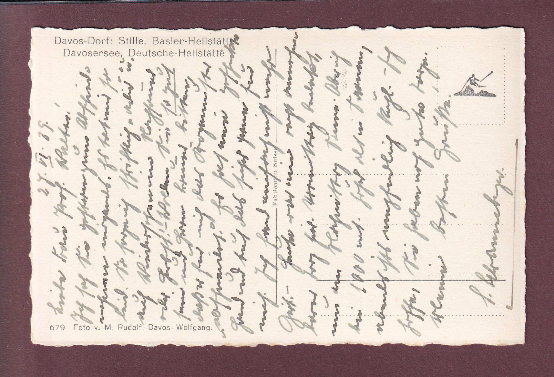 Cartoline postali: DAVOS-DORF - Stille - Basler-Heilstätte - 1939 – Usato da Pully venduto da nicecards 1