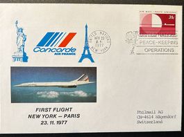 Lettre Concorde premier vol New York - Paris