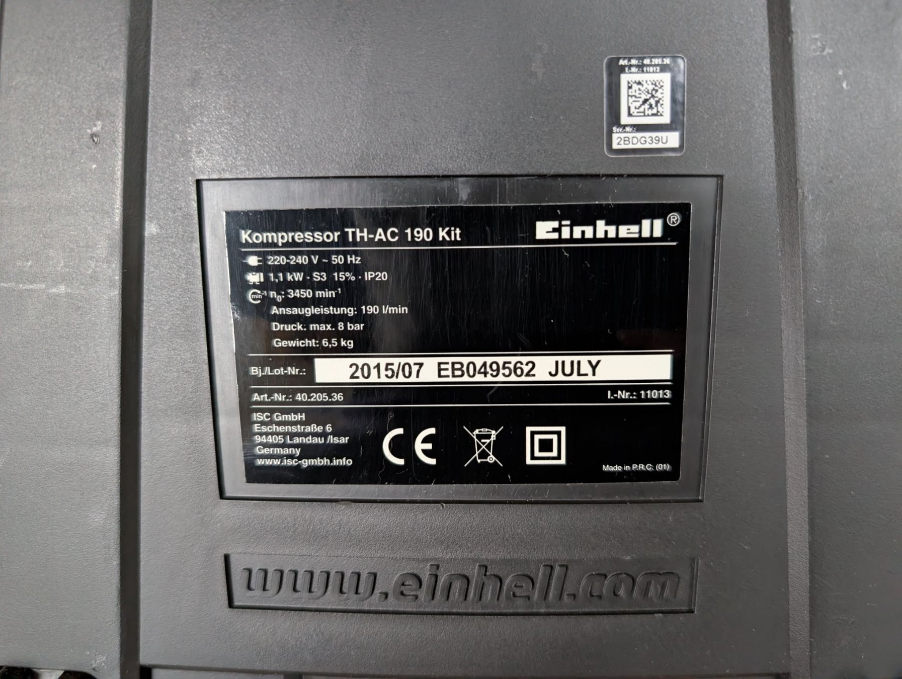 Einhell Compressori: Einhell TH-AC 190 Kit Portable Air Compressor 4020536 – Usato da Meyrin venduto da pc1parts 8