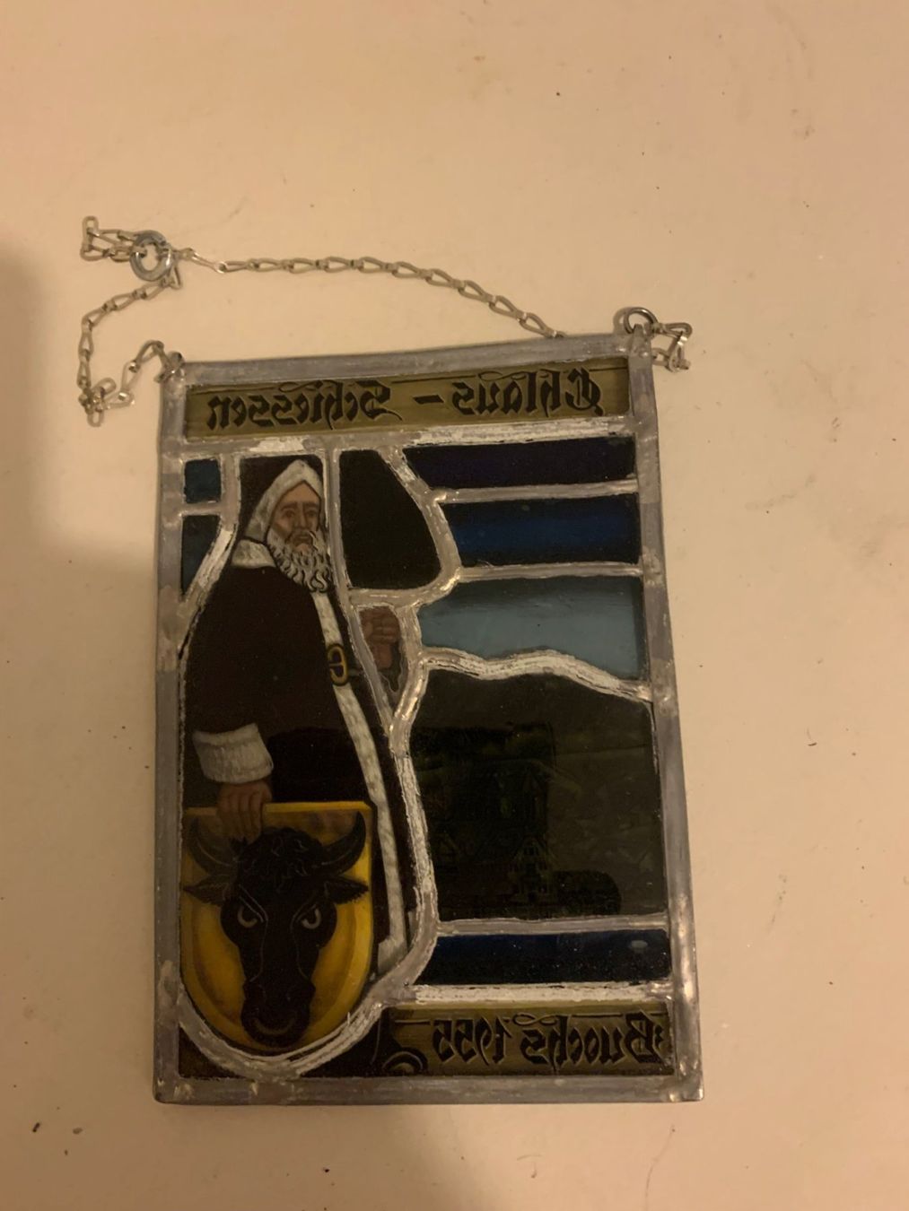 Gläser: Alte Glasmalerei "Chlaus-Schiessen" mit St. Nikolaus – Gebraucht aus Emmen von newdeal1970 1