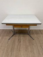 Vintage Mid-Century Ausziehtisch mit Resopalplatte aus Chrom