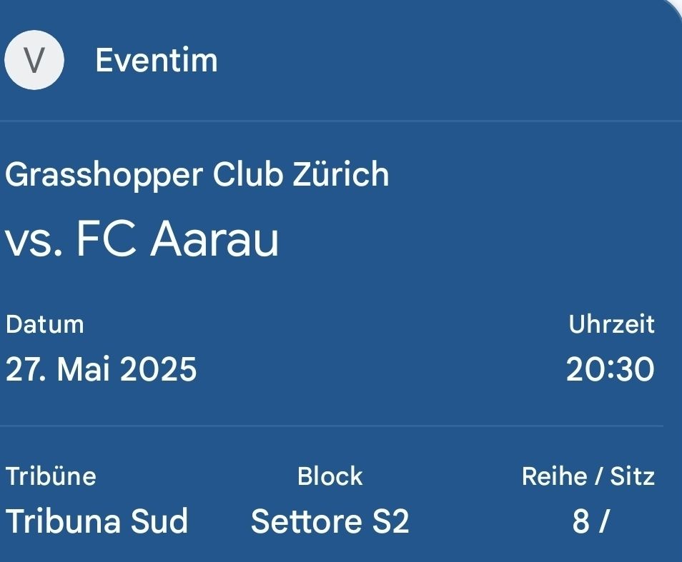 Tickets: 3 Tickets GC Zürich vs. FC Aarau Ticket, 27 Mai 25 in Lugano – Neu (gemäss Beschreibung) aus Zürich von