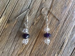OHRHÄNGER 1 PAAR BERGKRISTALL / AMETHYST SILBER