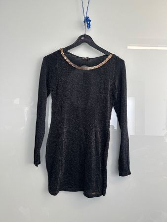Schwarzes, glitzerndes Shirt/ Tunika mit Goldkette TU NEU
