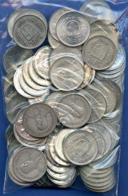 Tutti le monete: 160  x  5 Franken Silbermünzen – Usato da untervaz venduto da Wingert