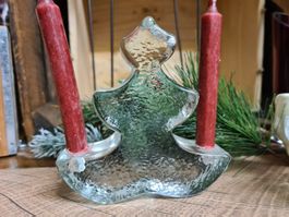 Massives Weihnachts Kerzenständer Glas