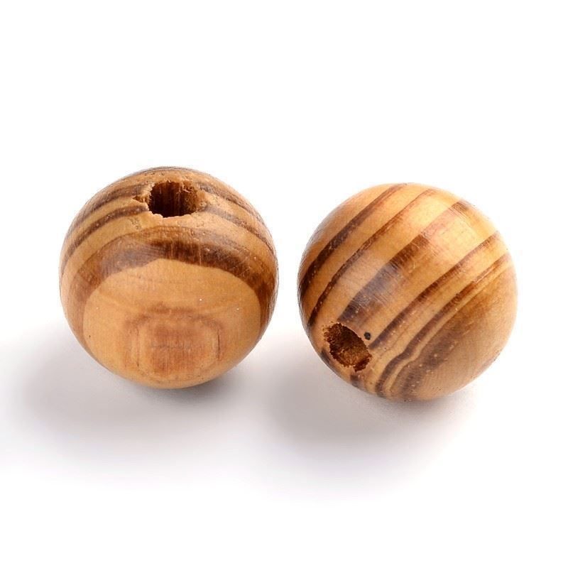Perlen (unechte): 25 Perlen Holz gestreift 16x15mm – Neu (gemäss Beschreibung) aus Alpnachstad von perlengaby