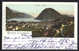 Lugano, Totalansicht mit See und Bergen 
