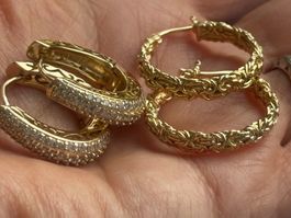 Luxus Elegante Duo Ohrschmuck Ohrstecker Farbe: Gold