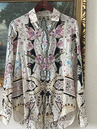 Piccione Bluse gereinigt G42, Seide, Made in Italy, Top Zust