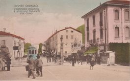 AK Ponte Chiasso frontiera e stazione Tram "Tramwai" 1915