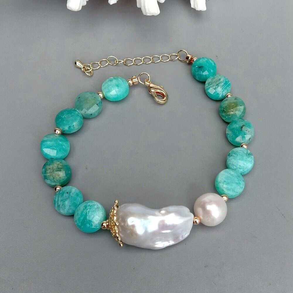 Armbänder & -reifen: Wunderbar Amazonit Perlen Armband und Perle 20.3 cm Bracelet – Neu (gemäss Beschreibung) aus Prilly von ilyria73 2