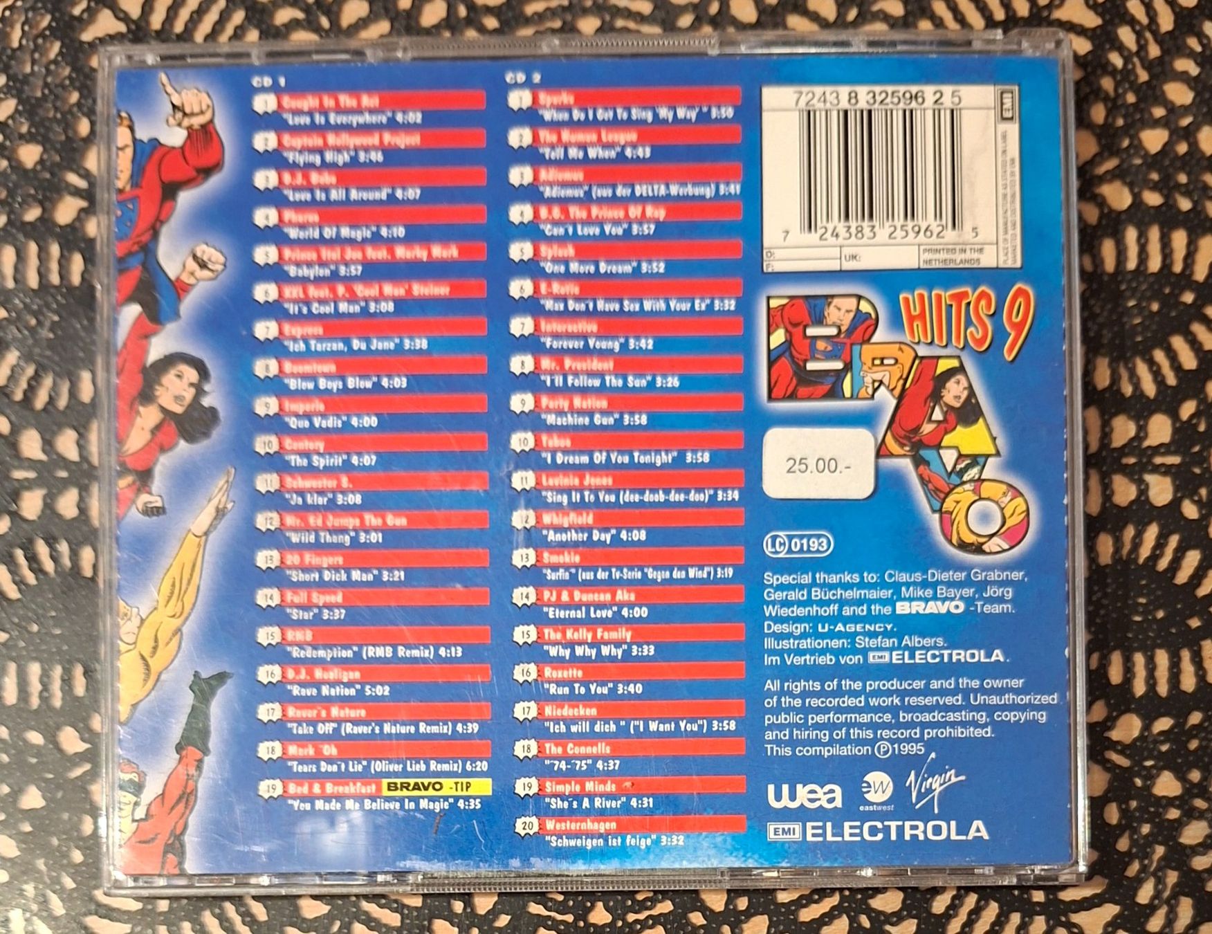 CDs: Bravo Hits 9, Doppel CD, 1995, 2CD Hit Compilation, Sampler – Gebraucht aus Amriswil von Celini3 1