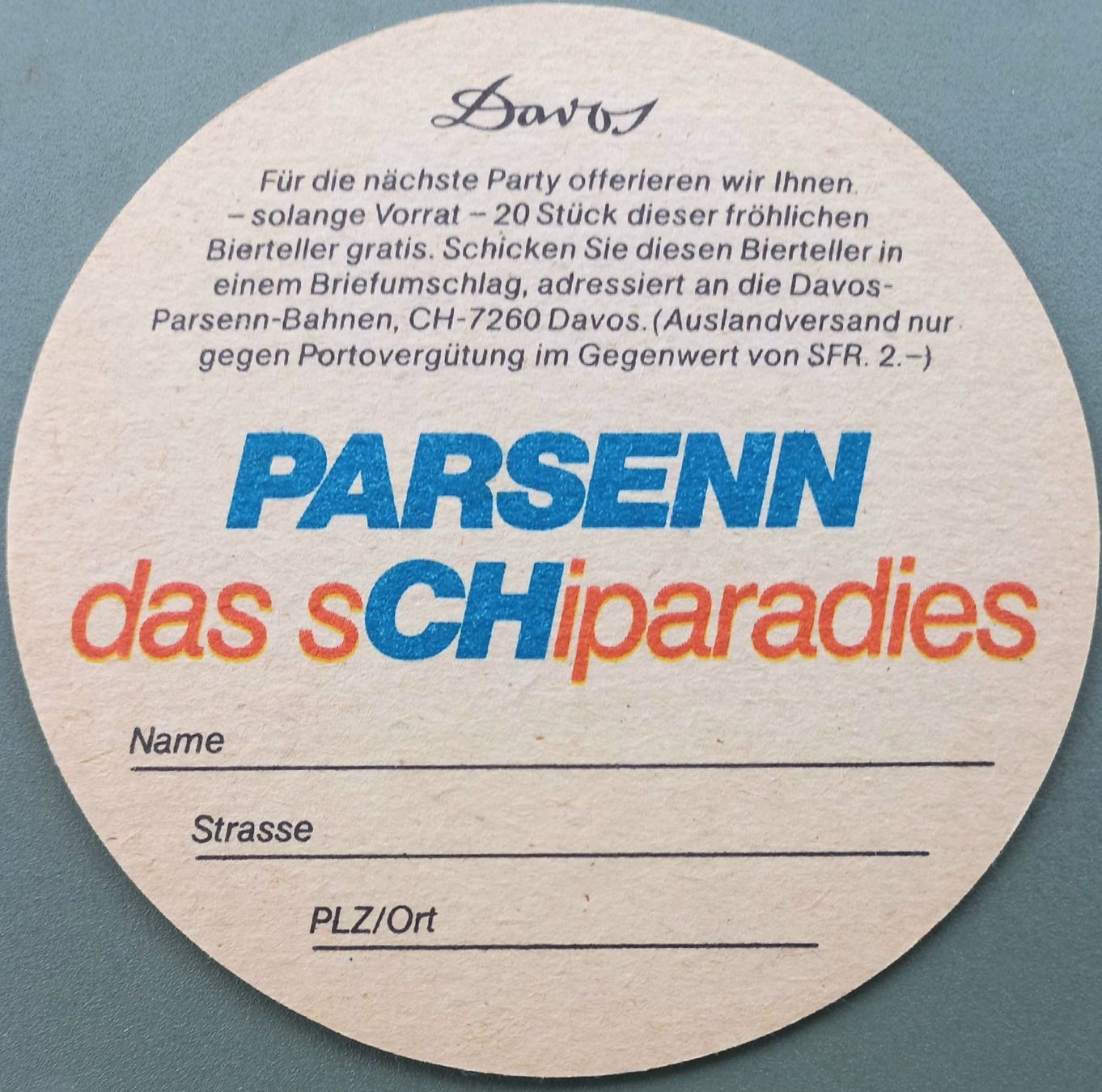 Sottobicchieri: Bierdeckel - Parsenn, Skigebiet - CH – Usato da Niederuzwil venduto da lubimaja 1