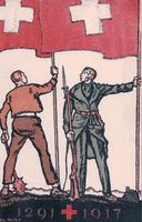 Carte Fête Nationale Suisse 1917, Soldats et drapeaux (826)