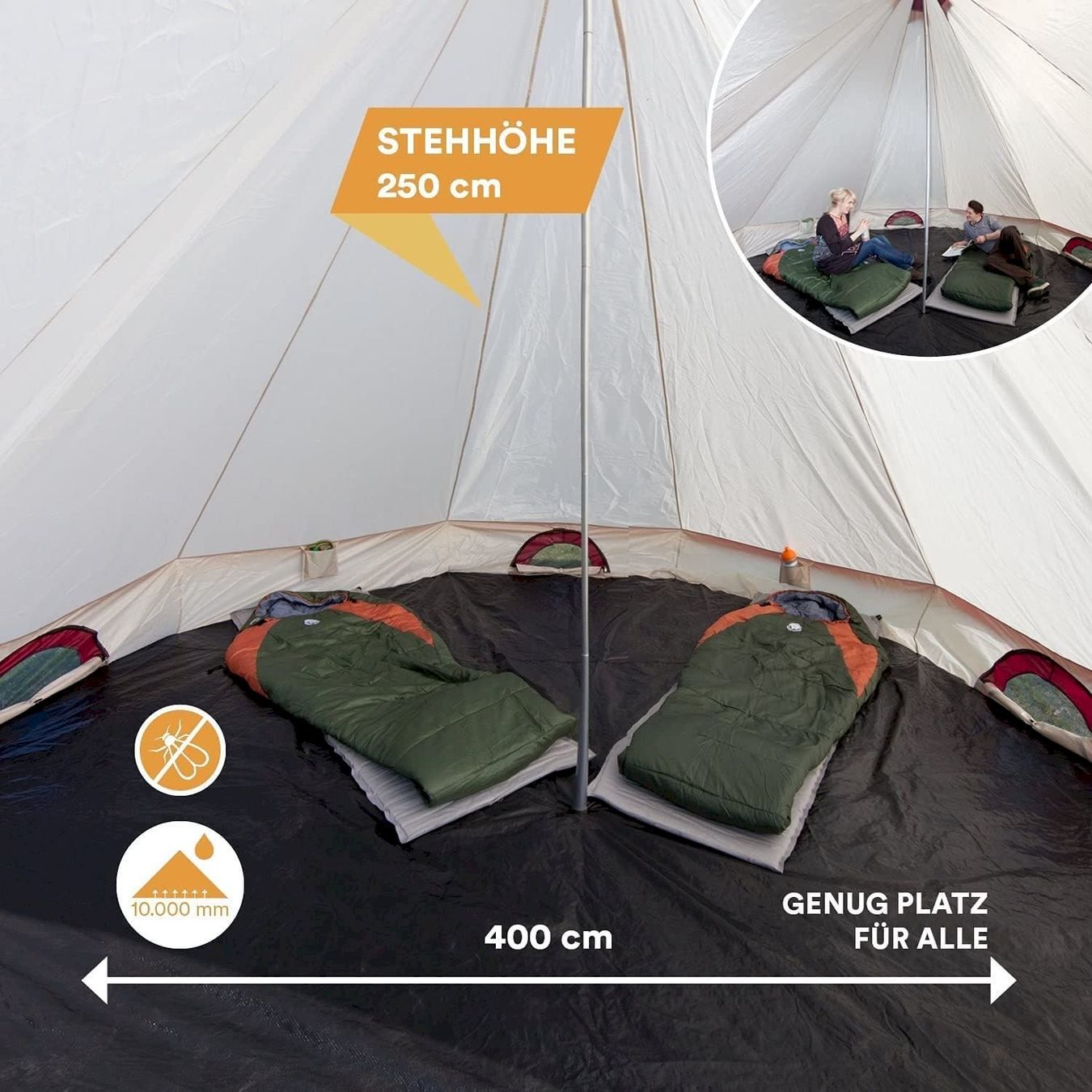 Zelte: Skandika Comanche Tipi 8 Personen beige – Neu und originalverpackt aus Bottighofen von zaap 5