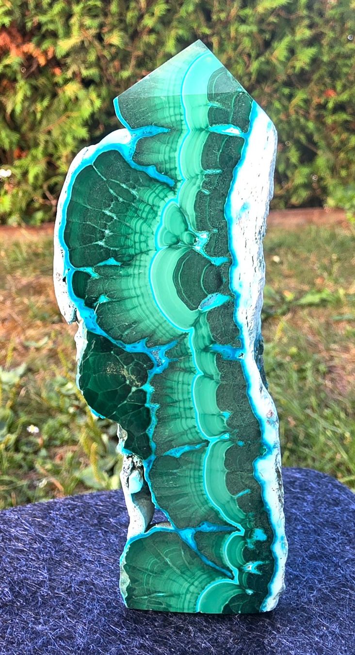 Mineralien & Heilsteine: 💚💙 Einzigartiger Malachit mit Chrysokoll Obelisk – Neu und originalverpackt aus Matzingen von Shay_Crystalz