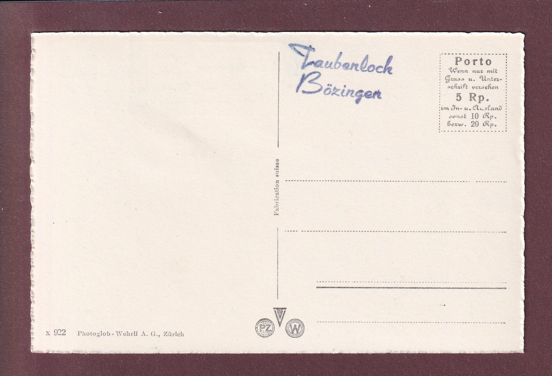 Cartoline postali: BIEL - Taubenloch – Usato da Pully venduto da nicecards 1
