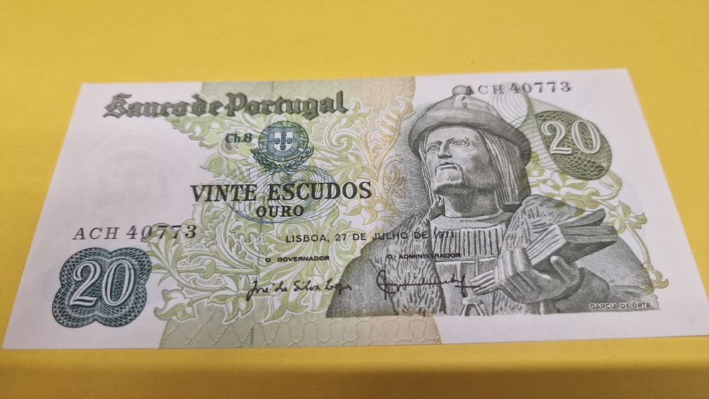 3 Banknoten Portugiesische Escudos – 20, 100, 500, 3. Serie (1978-1985), Reproduktion