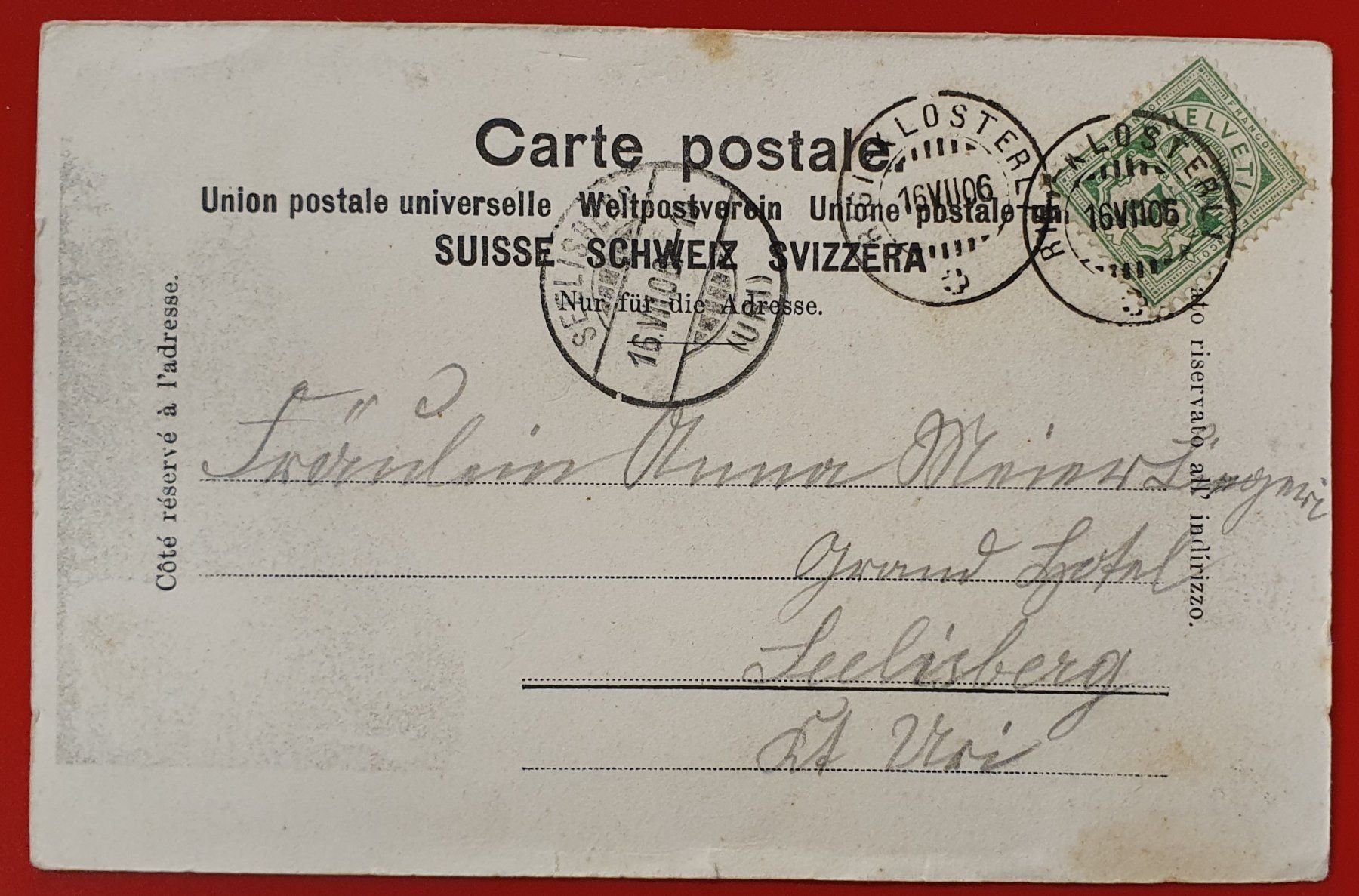 Ansichtskarten: Grubisbalm am Rigiberg 1906 – Gebraucht aus Kreuzlingen von Rschweiz1 1