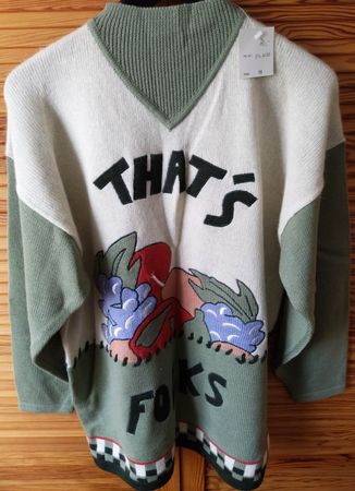 Pullover mit Aufschrift That’s Folks in Grösse 36
