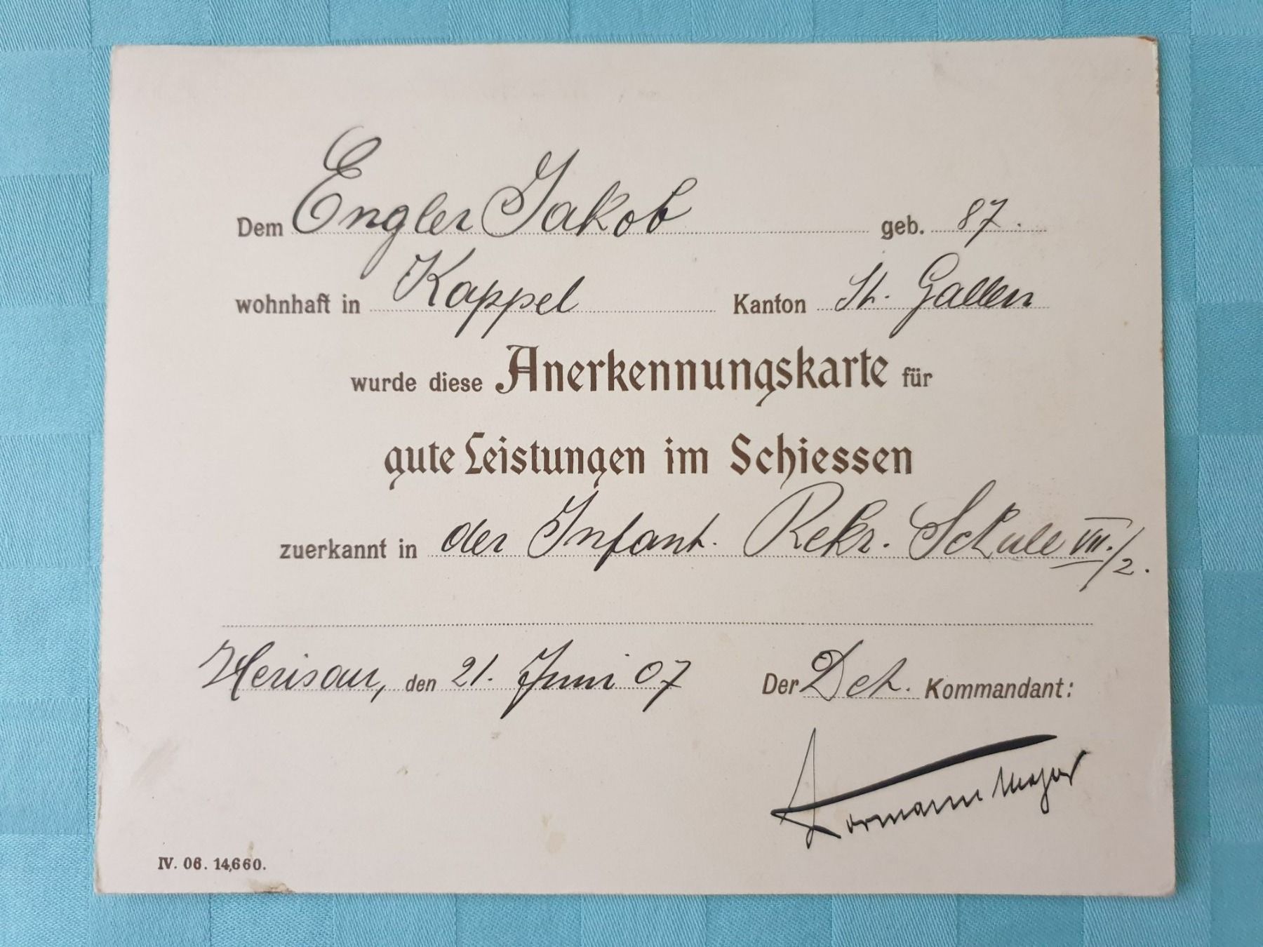 Karten: Ehrenmeldung – Gebraucht aus Mörschwil von spirspi 1