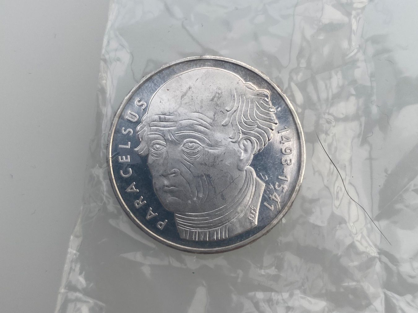Tutti le monete: 20 Fr. argent  -  Paracelsus (1993) – Usato da Plan-les-Ouates venduto da Salvatore1995