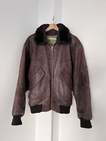Vintage Goat Leather Pilot Jacket Brown Leather Size XL