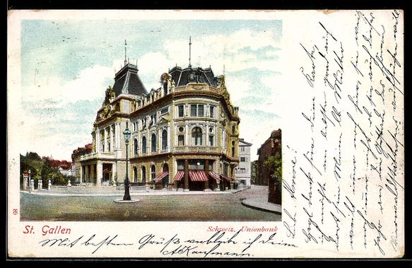 Cartoline postali: AK St. Gallen, Unionbank – Usato da Berlin venduto da bartko-reher