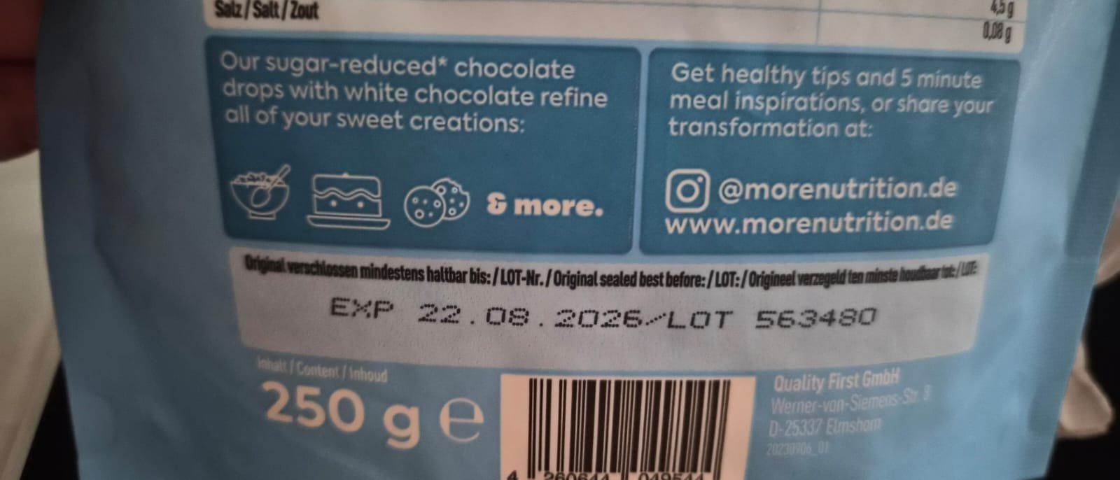 More Nutrition Aliments & Spécialités: More Nutrition Light Choco Drops White. – D'occasion à Muhen par Serdbeeri 1