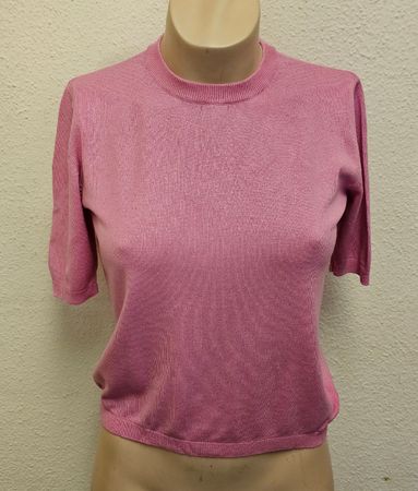 ZARA Damen Feinstrick T-Shirt Rosa Gr. M – Kurzarm Basic