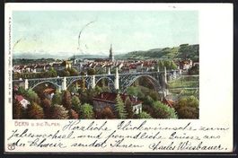 Bern, Teilansicht mit den Alpen, 1901