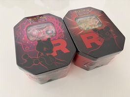 2xPokémon Team Rocket Tin Destined Rivals Tin Box🇬🇧 Mewtwo