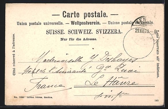 Ansichtskarten: Genève, Les Mouettes, Passepartout – Gebraucht aus Berlin von bartko-reher 1