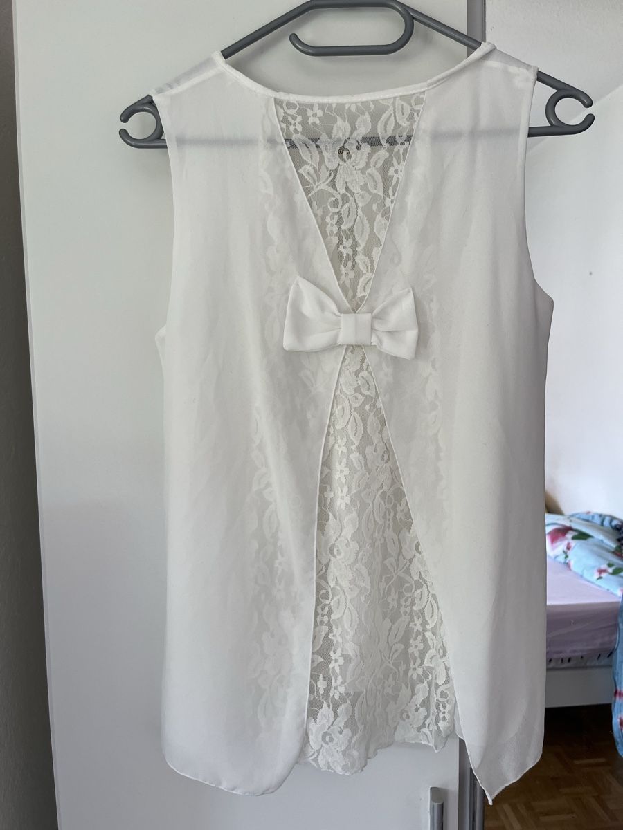 Top: Damen Weiss Spitzentop – one size – Usato da Tenero venduto da debsag 1