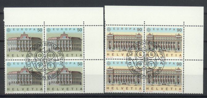 Alle Briefmarken: 1990, Europa, Viererblöcke, ET – Gebraucht aus Willisau von Vollstempel