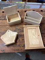 Set di scatole in legno grezzo fai da te, 4 pezzi diversi!