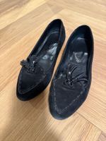 Tod's Damen-Loafer, Gr. 38, Schwarz Veloursleder