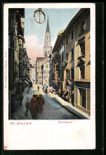Cartoline postali: St. Gallen, Strasse Schmidgasse mit Gesc – Usato da Berlin venduto da bartko-reher