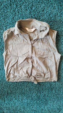 H&M Crop Top Bluse, Khaki Gr. 146, Sommerlich & Lässig!