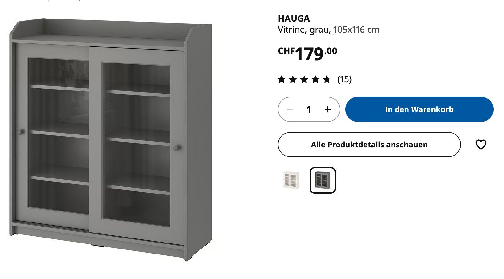 Kommoden: HAUGA IKEA Vitrine Dunkelgrau – Gebraucht aus St. Gallen von Fiontrie 1
